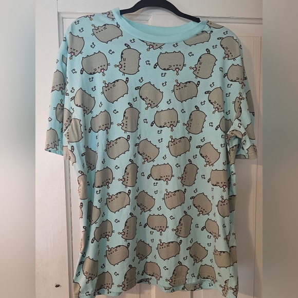 Pusheen Men's Light Blue Tshirt Size XL Birthday Hat Pusheen - Picture 1 of 6